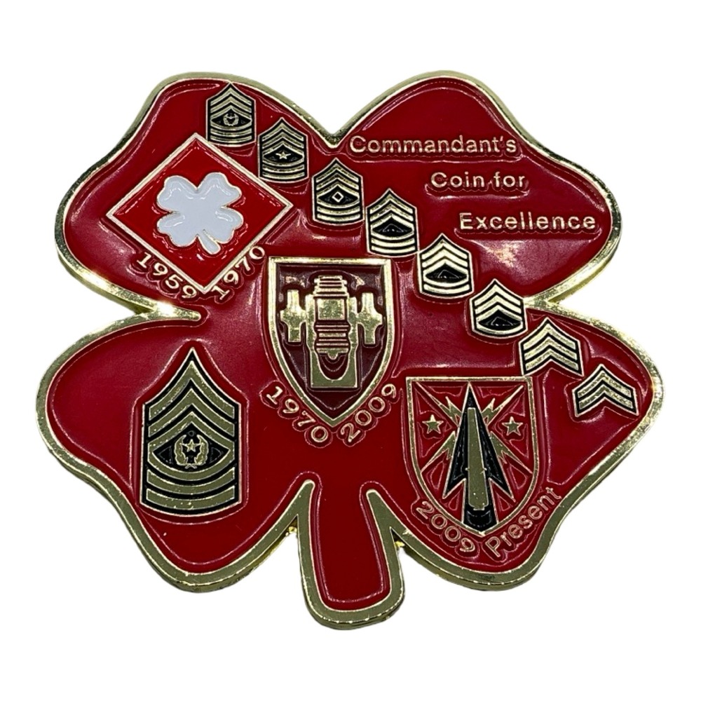 US Army Commandant's Coin for Excellence NCOA Challenge Coin Red Clover